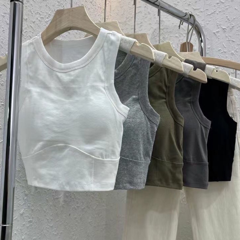 Áo croptop nữ 3 lỗ ôm body có ĐỆM lót chất COTTON mặc trong vest phong cách Hàn Quốc trẻ trung basic ulzzang AN13