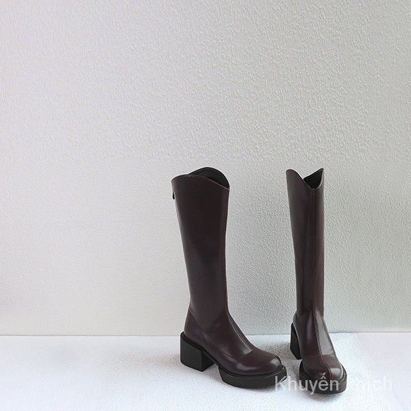 Giày bốt da mềm dáng ôm dài tới gối thời trang mùa thu dành cho bé 2021