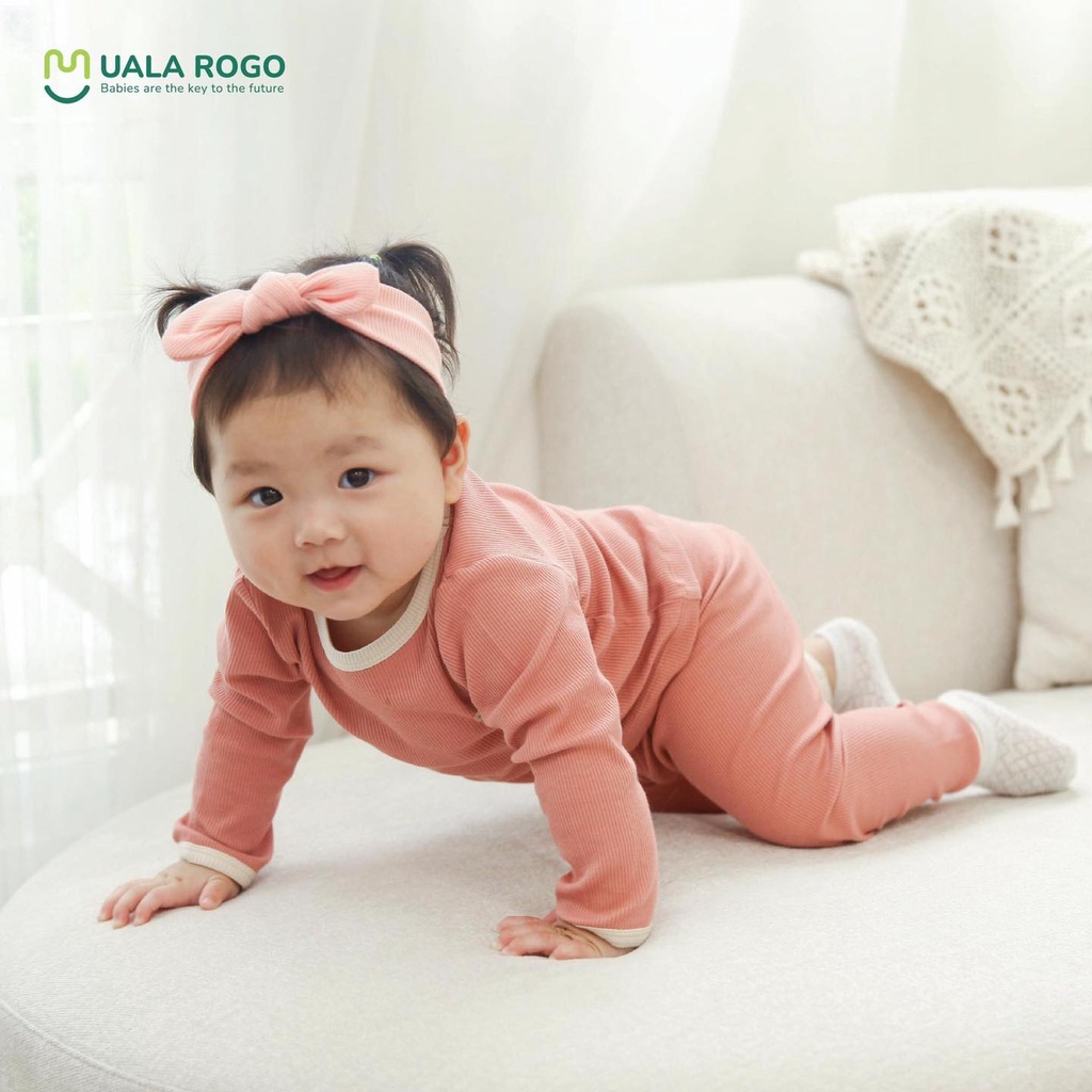Bộ Uala Rogo dài tay Bamboo cao cấp mềm mịn thoáng mát thấm hút tốt trơn gân chìm cho bé trai bé gái 2080