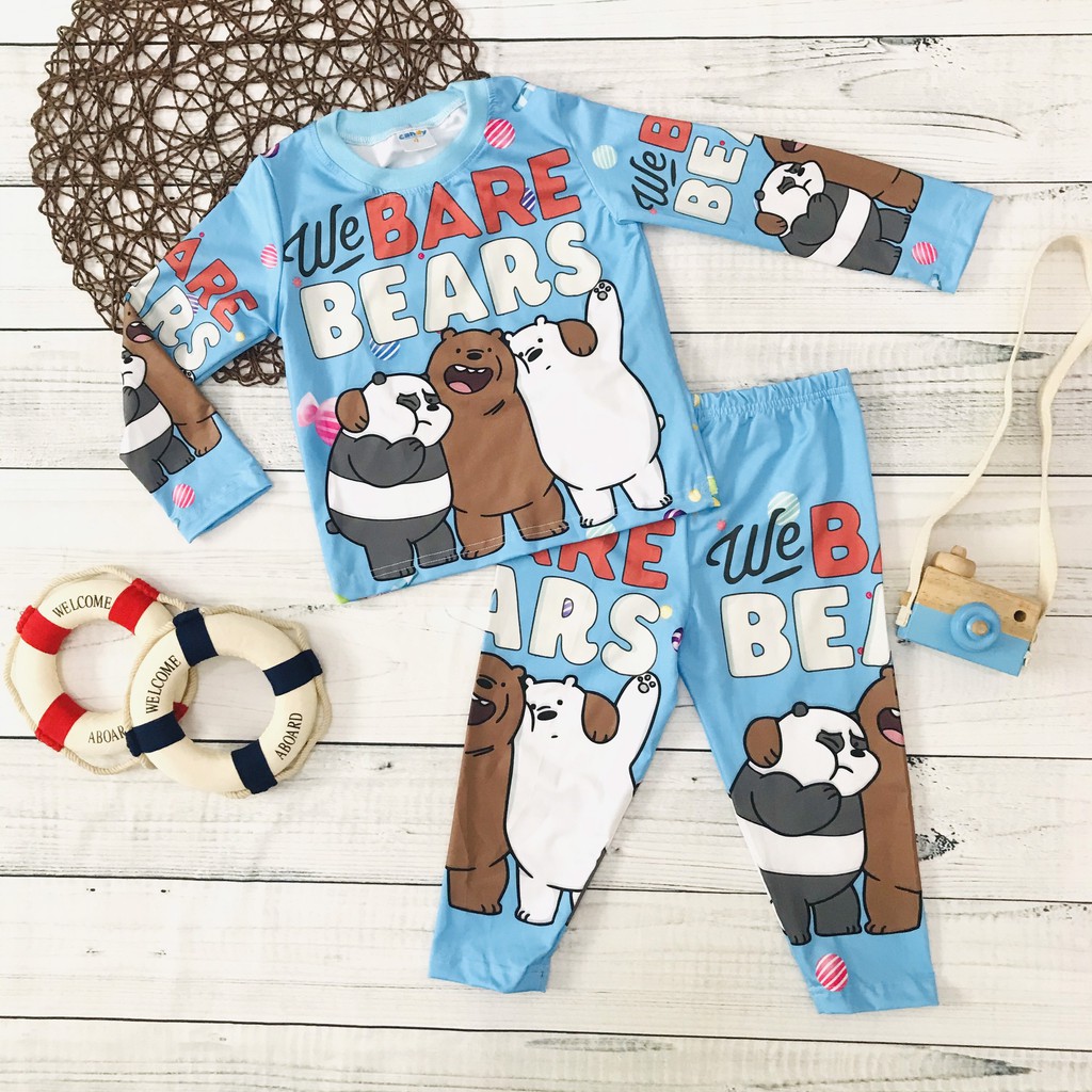 Bộ quần áo tay dài 3 chú gấu Bare Bears thun lạnh