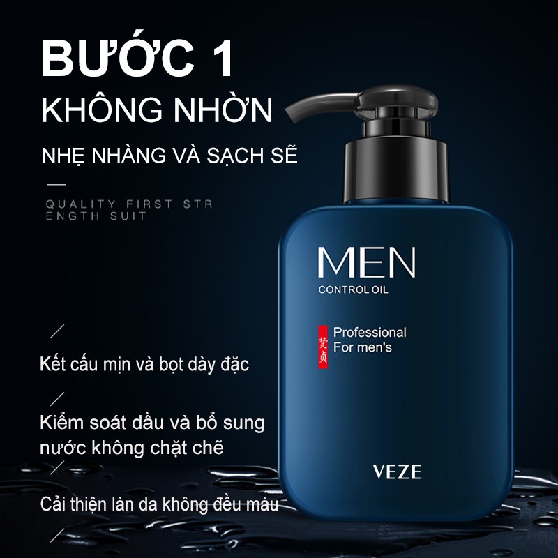 Bộ ba sản phẩm chăm sóc da cho nam VEZE, （bộ chăm sóc da）sữa rửa mặt + toner + lotion dưỡng ẩm-URBFZHFTZ