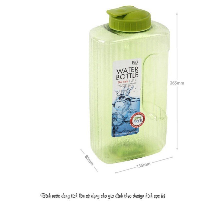 Bình đựng nước Lock and Lock 2100ml màu xanh,bình nhựa đựng nước cao cấp