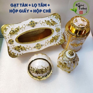 Combo bộ 3 sản phẩm hộp giấy ăn, lọ tăm, gạt tàn th.uốc lá bằng hợp kim ⚡ DEAL SỐC ⚡Thiết kế đẹp mắt sang trọng