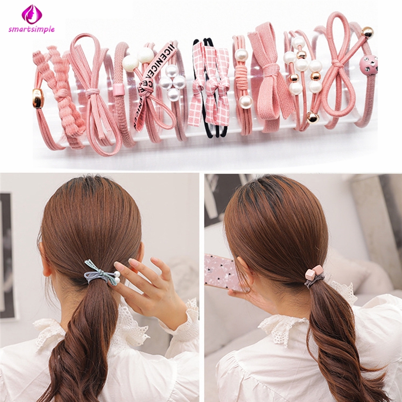 Set 12 dây buộc tóc phong cách Hàn Quốc xinh xắn co giãn tốt