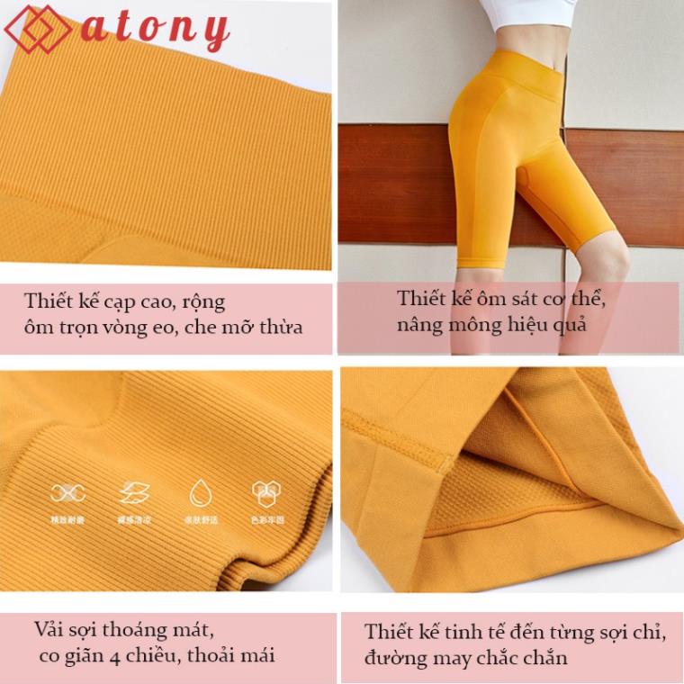 Quần Lửng Tập Gym ATONY Co Giãn 4 Chiều, Cạp Cao, Thoáng Mát, Chất Xịn - Tập Gym, Yoga, Aerobic, Zumba Sexy