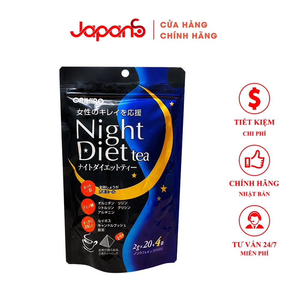Trà giảm cân Night Diet Tea Orihiro Nhật Bản 20 gói/túi và 24 gói/túi