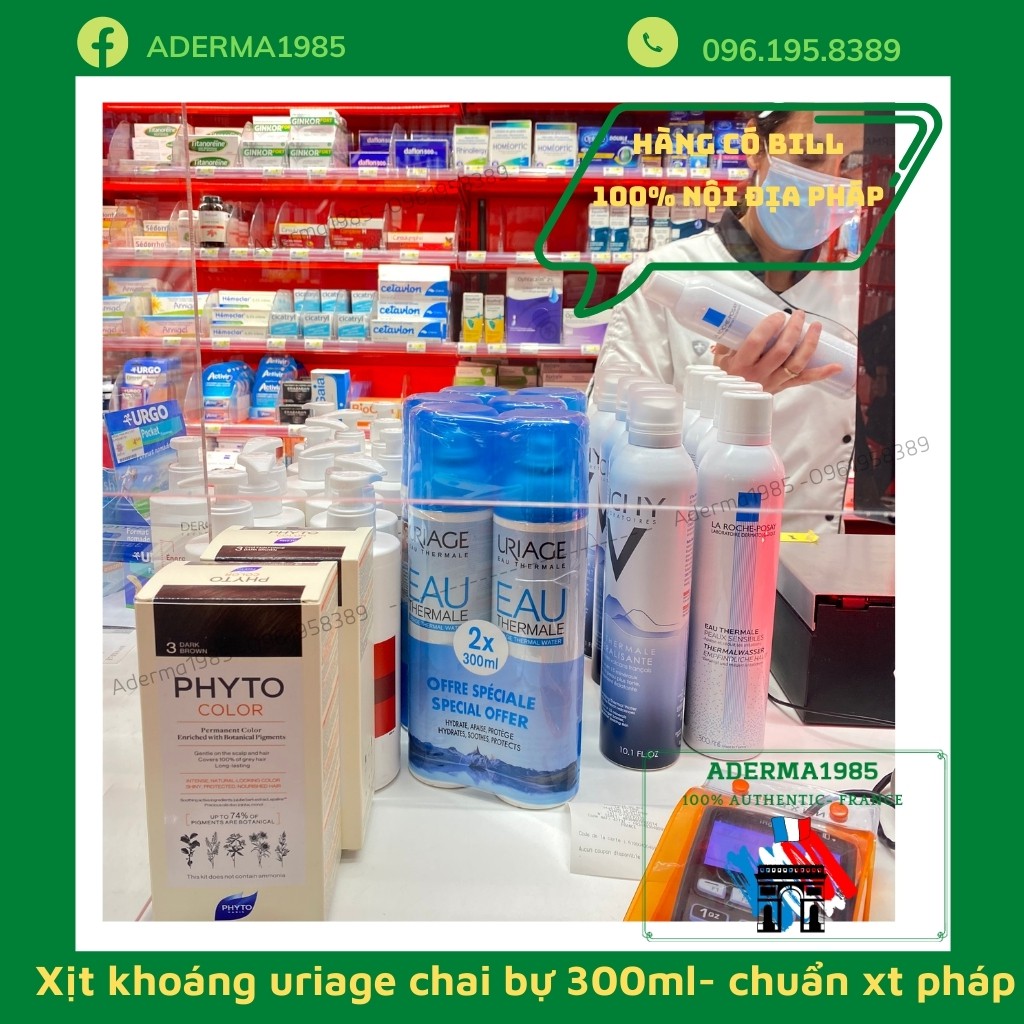 Xịt khoáng Uriage Eau Thermale 300ml , hàng được mua tại hiệu thuốc pháp, dưỡng ẩm, giúp da ngậm nước_Sữa Paris Aderma