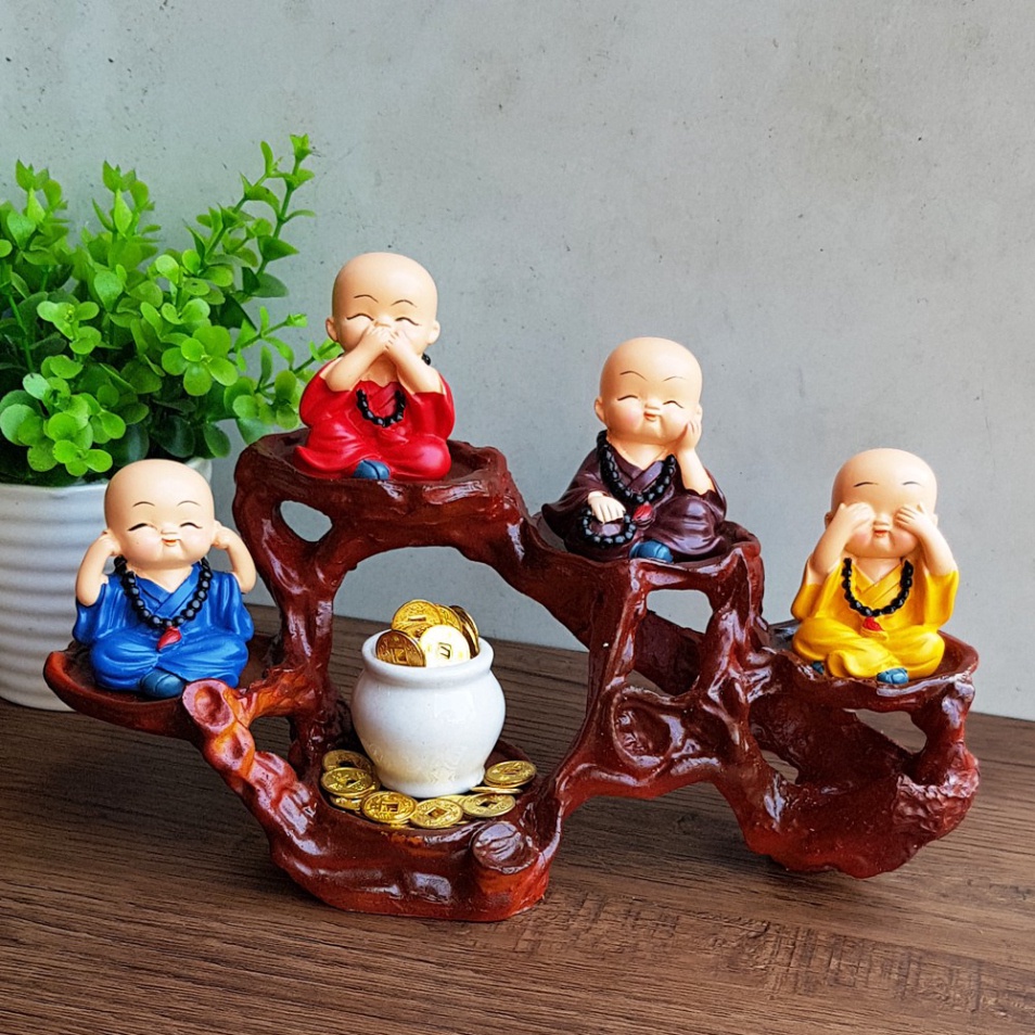 Bộ Tượng Chú Tiểu Tứ Không - Phật Phong Thủy 4 Tư Thế  -Gia dụng TM store