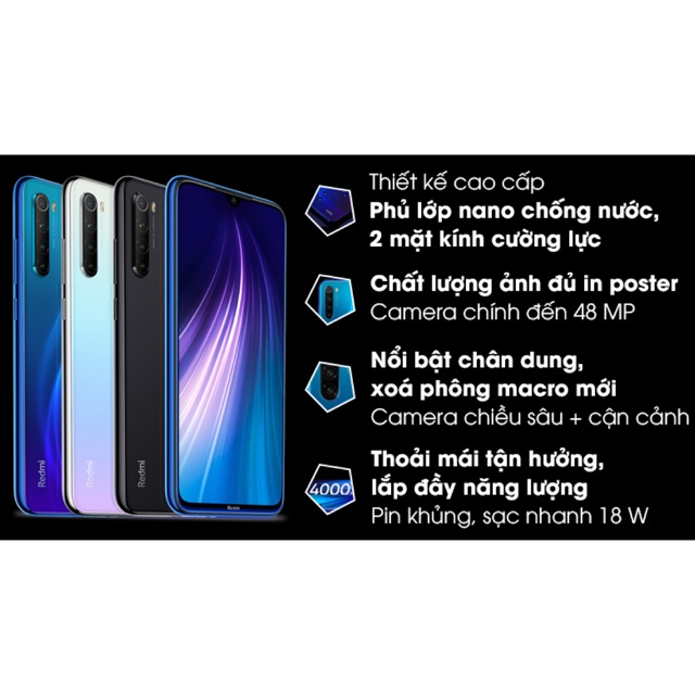 Điện Thoại Xiaomi Redmi Note 8 ( 4GB/64GB ). Hàng cũ đẹp 90-95% .