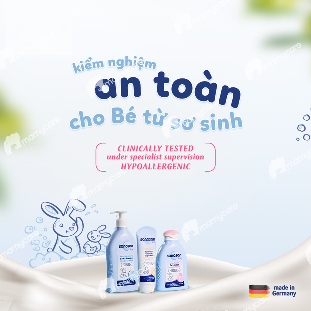 Combo sữa tắm gội dịu nhẹ Baby 500ml và sữa dưỡng thể Baby 200ml  Sanosan chiết xuất Olive hữu cơ - MAMYCARE