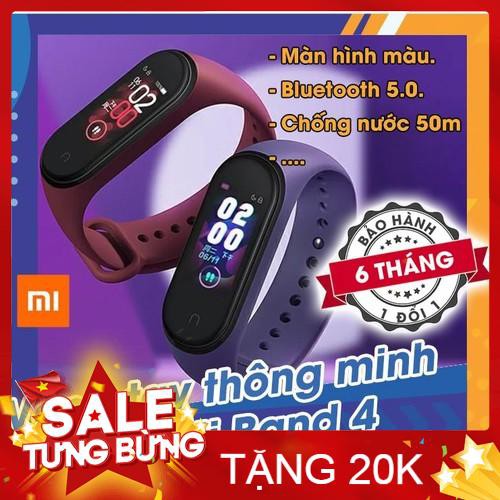 GIẢM 11% Vòng đeo tay thông minh theo dõi sức khỏe Xiaomi Mi Band 4 / MiBand 4 - Màu đen, đỏ mận, xanh, đỏ cam CÓ HẠN