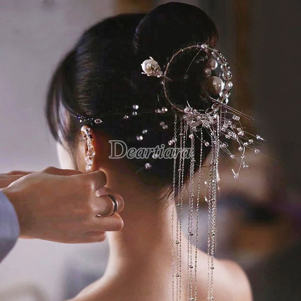 Phụ Kiện Trang Trí Tóc Cô Dâu Kiểu Dáng Thời Trang Thanh Lịch