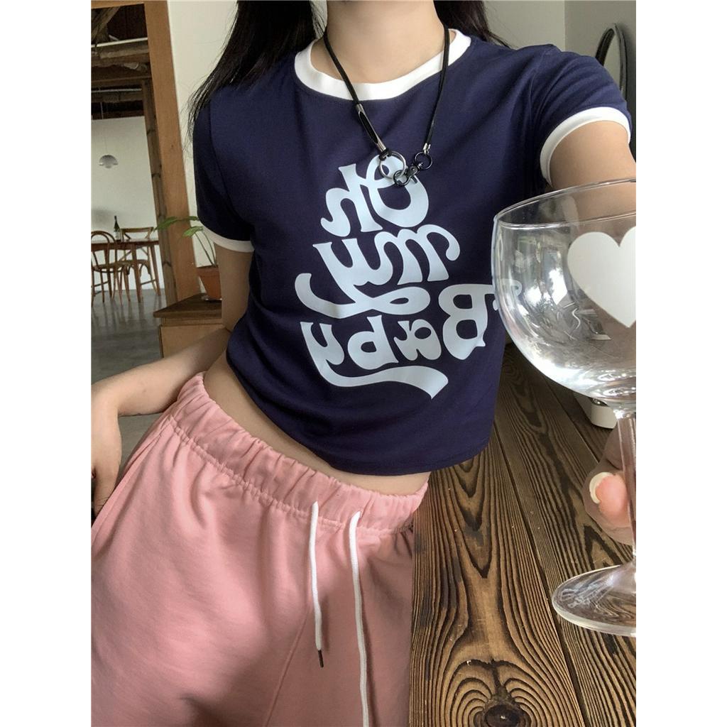 Áo Thun Ngắn Tay Dáng Ôm In Chữ Dễ Phối Đồ Thời Trang Mùa Hè 51285