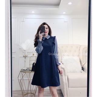 Váy phối tay sơ mi bèo QC