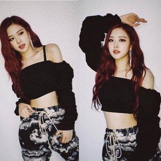 Croptop trễ bẹt vai tay bồng chất thun mềm mịn - SugarG