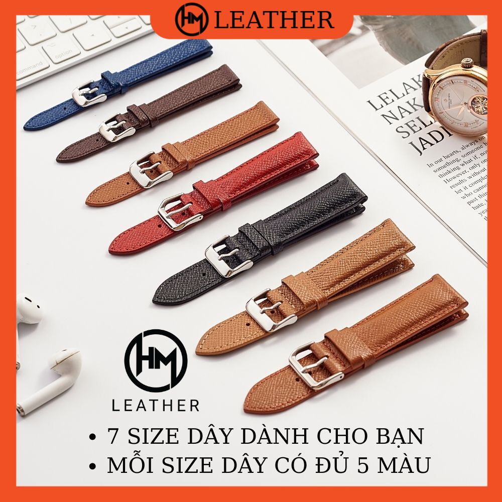 Dây đồng hồ nữ da - Đủ size 12/14/16/18/20/22/24 - Thương hiệu Hima Leather - EPSOM