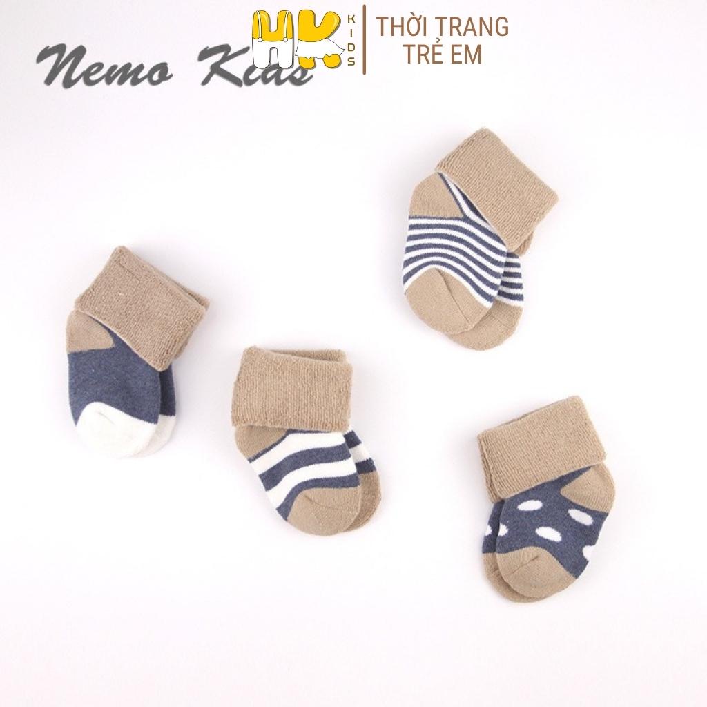 Set 4 đôi tất chân siêu dày cho bé NEMOKIDS, chất len xù mềm mịn và rất dày cho bé sơ sinh đến 3 tuổi - HK KIDS