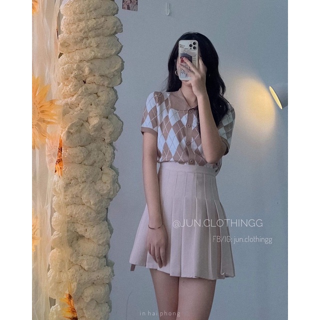 Áo len polo crt quả trám - Ảnh thật JUNclothing