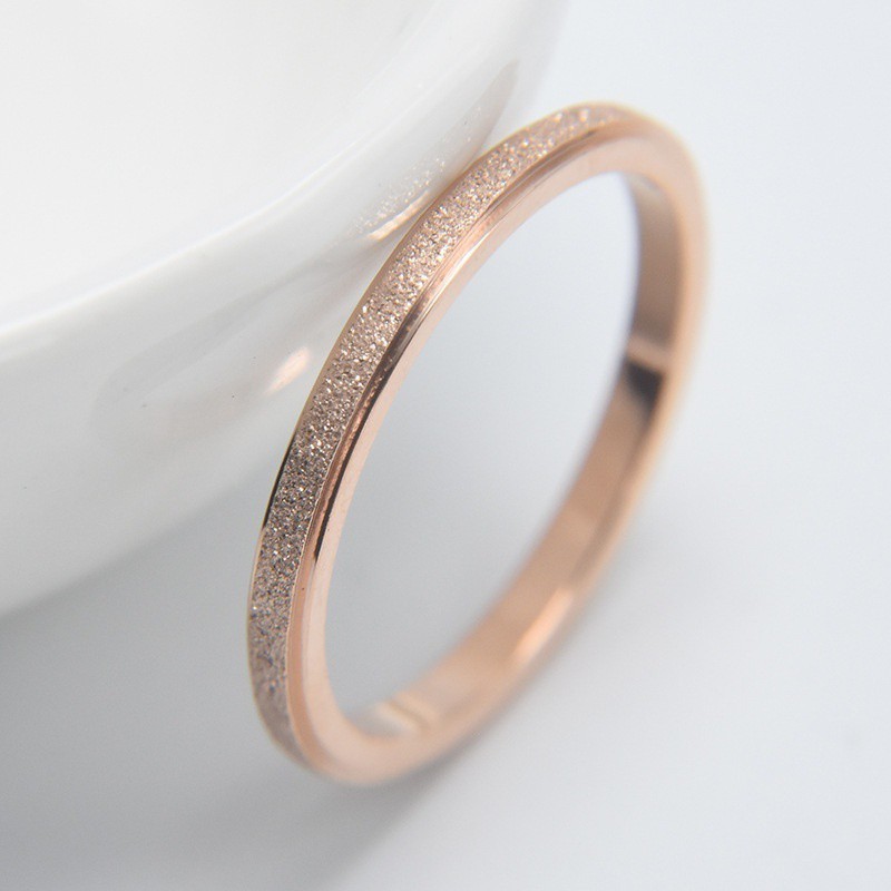 Fine Frosted Ring Titanium Steel Rose Gold Ring Couple Ring Tail Ring Women's Jewelry