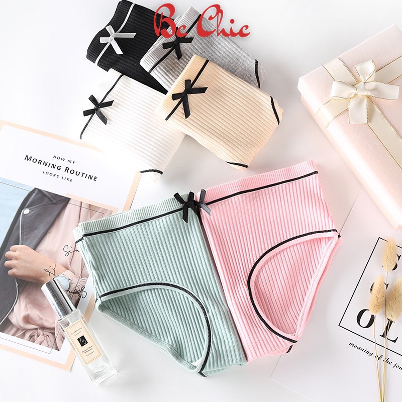 QUẦN GÂN TĂM KHÁNG KHUẨN ĐÍNH NƠ Q105 CHẤT LIỆU COTTON CO GIÃN THOÁNG MÁT  BC_CHIC LINGERIE