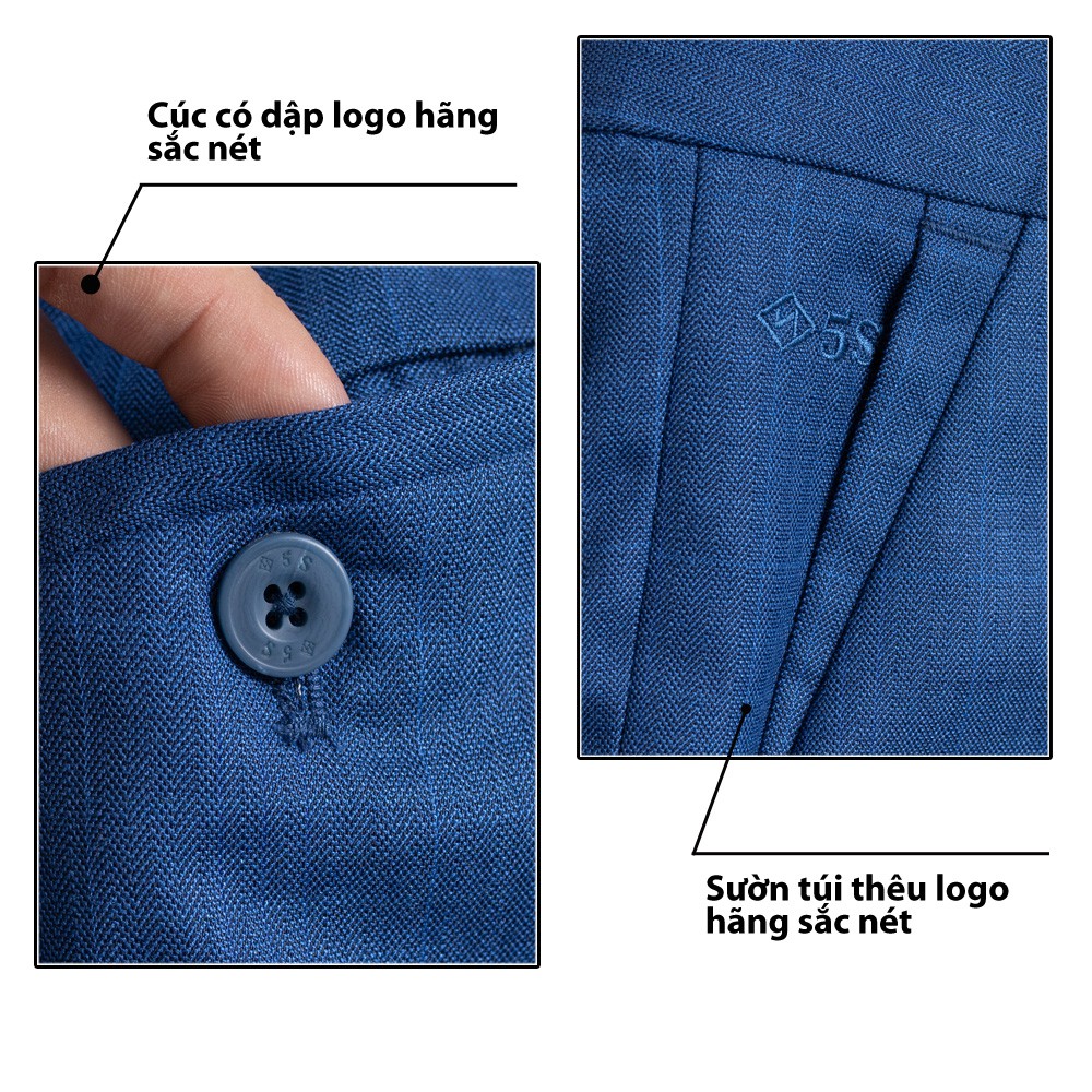 Quần Âu Nam 5S Họa Tiết Kẻ Caro Màu Xanh, Dáng Ôm Vừa, Chất Liệu Ít Nhăn, Thoáng Mát, Có Giãn Nhẹ (QAU0411S1XAH) | BigBuy360 - bigbuy360.vn