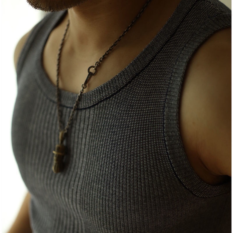 Áo Thun Cotton Dệt Kim Không Tay Phong Cách Retro Dành Cho Nam