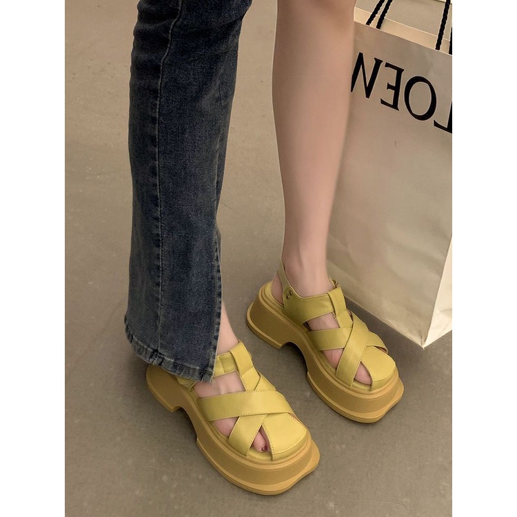 Giày Sandal Cao Gót Đế Dày Phong Cách Hàn Quốc Thời Trang Mùa Hè Dành Cho Nữ