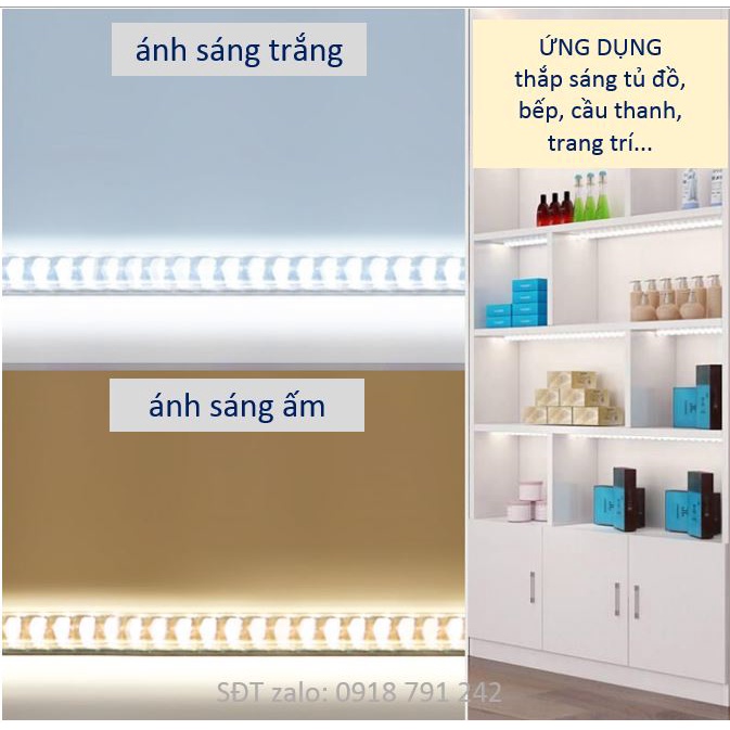 Đèn led thanh 50cm, 84 chipled 2835 siêu sáng, ánh sáng màu trắng và màu vàng