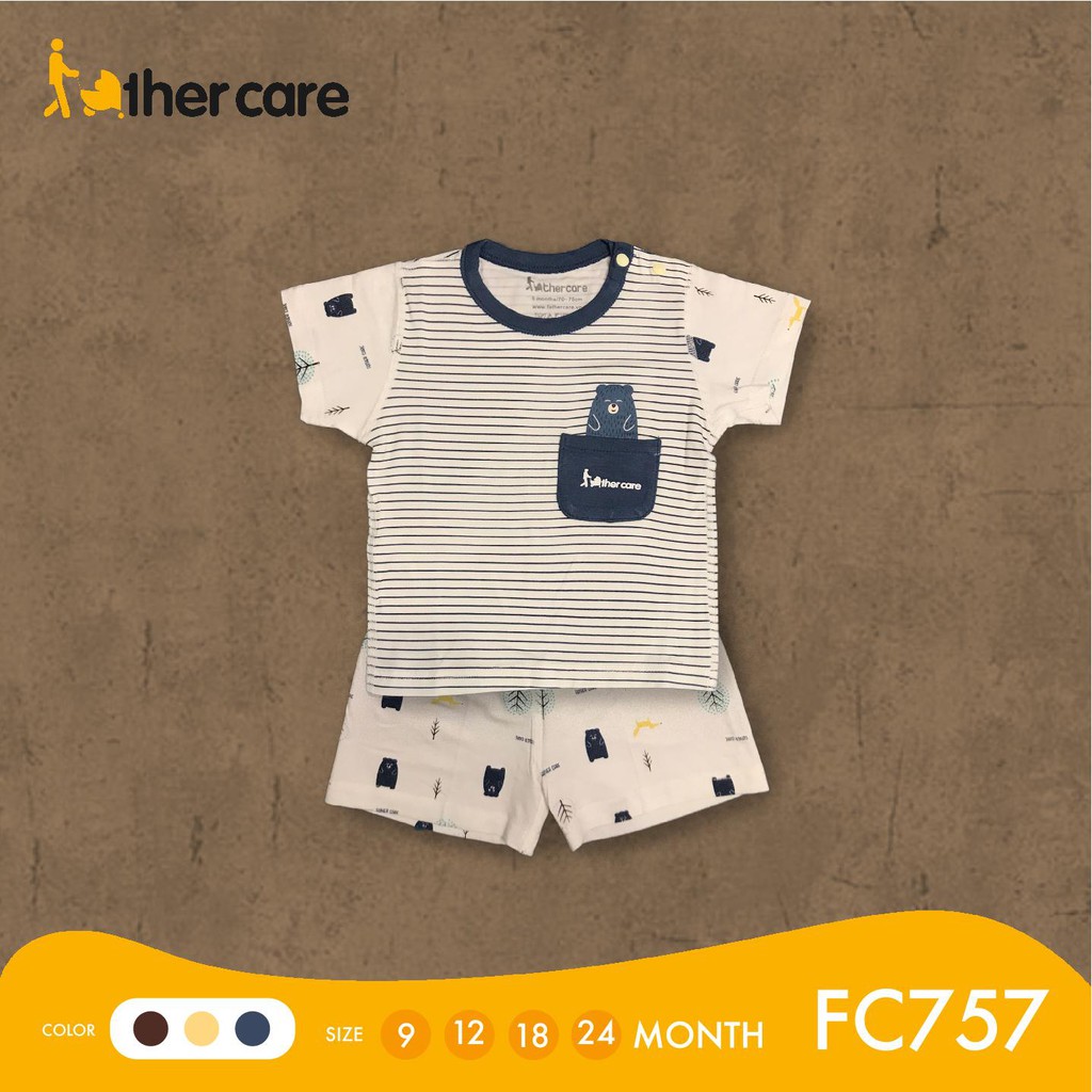 Bộ Quần Áo Trẻ em CT FatherCare Cài Vai - Họa Tiết Gấu Cáo Kẻ - HT FC757