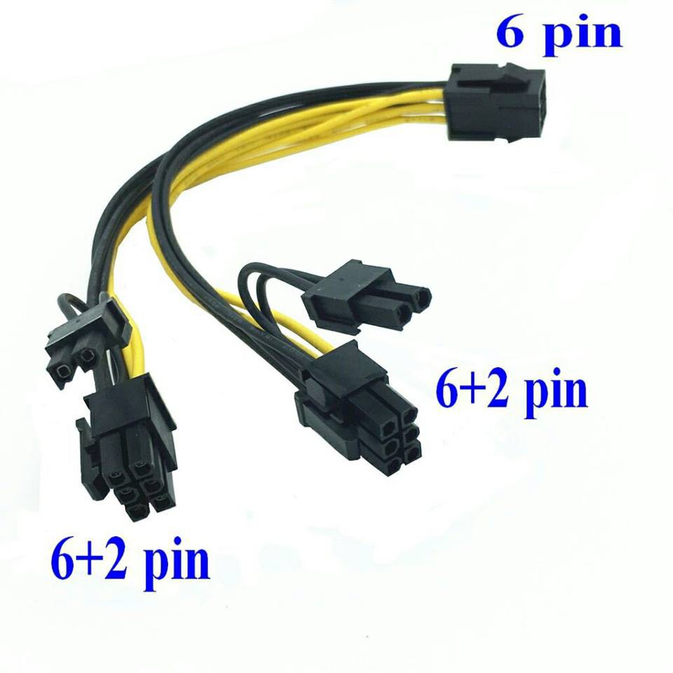 Cáp Chia Nguồn Card VGA 6 Pin ra 2 X 8 Pin (6+2)