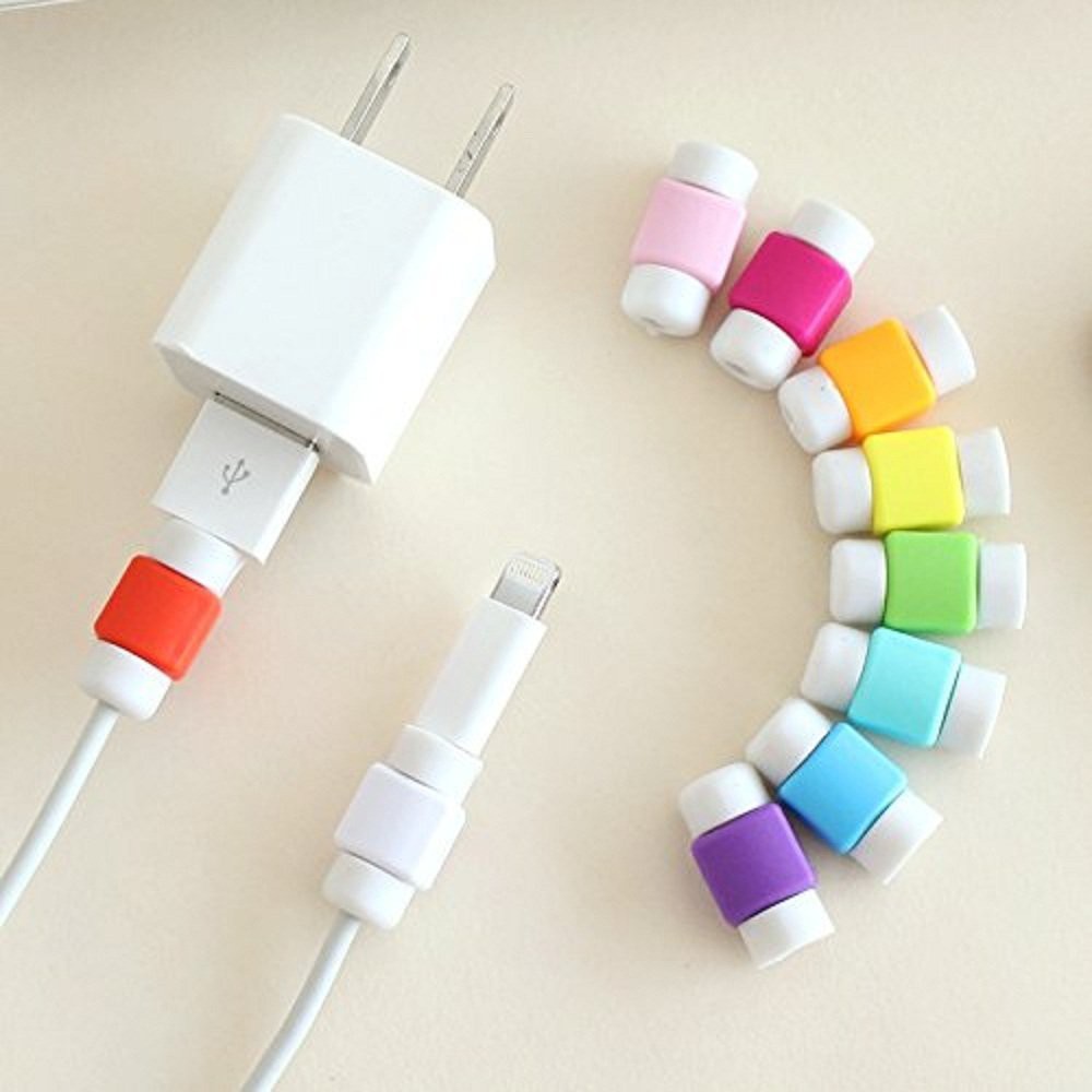 Set 10 đầu bọc bảo vệ dây cáp sạc màu sắc ngẫu nhiên dành cho Apple IPhone IPad