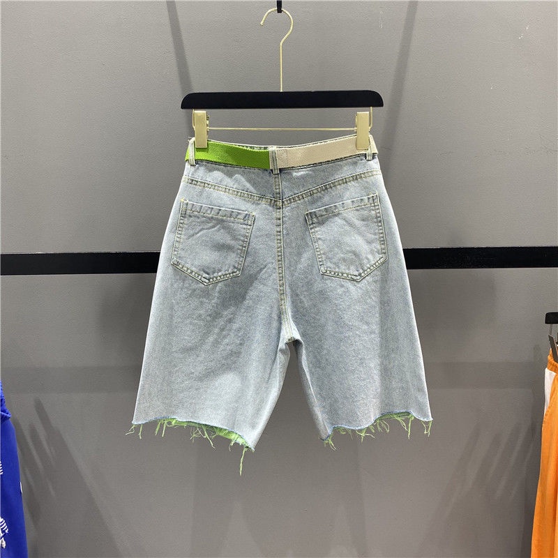 Quần Short Denim Ống Rộng Thêu Họa Tiết Thời Trang Mùa Hè Phong Cách Mới Cho Nữ 2022