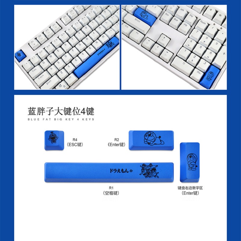 Doraemon Keycap nhựa PBT OEM cao cấp Dragon Ball Doremon One Piece Naruto nút phím lắp cho bàn phím cơ