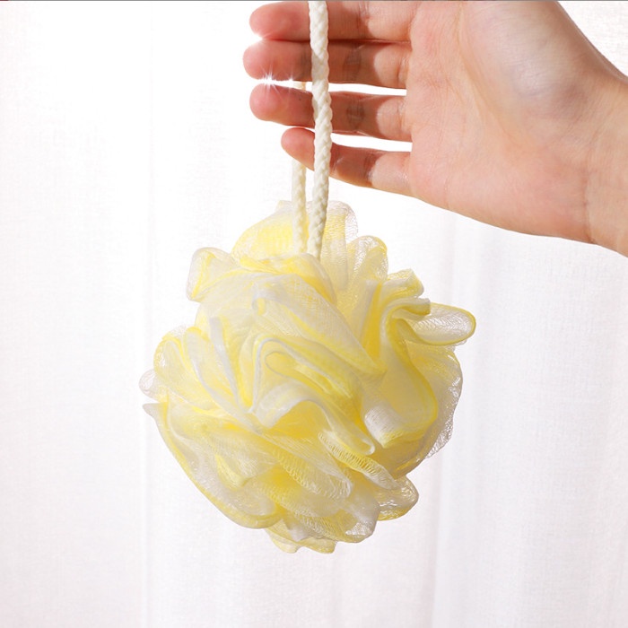 Bông tắm tròn tạo bọt tông màu vàng chanh cao cấp BAG U BONGTAM239