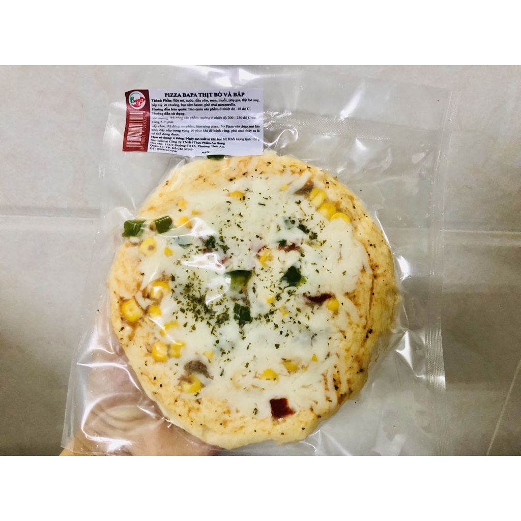 Bánh Piza Thịt Bò + Bắp ( chế biến sẵn, chưa nướng)