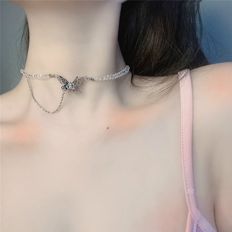 Vòng Cổ Mặt Cánh Bướm Đính Pha Lê Phong Cách Vintage Thời Trang