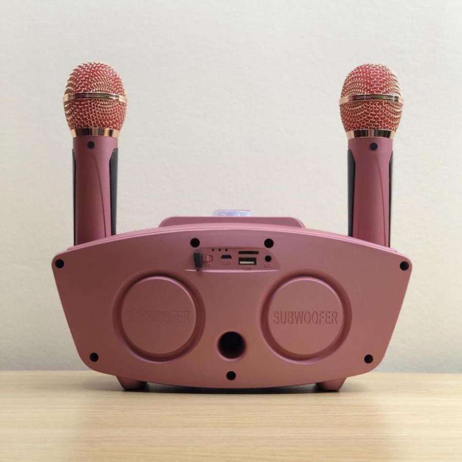 Loa Hát karaoke SD 306- Loa karaoke kèm 2 micro sạc không dùng pin - Âm thanh to Màu Ngẫu Nhiên