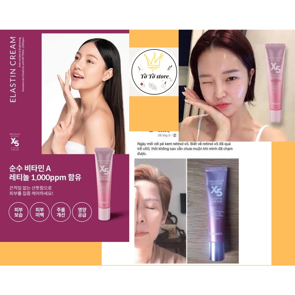 Kem RETINOL X5 ELASTIN CREAM SKINPASTEL trẻ hóa da 30ml [ CÓ ẢNH THẬT]