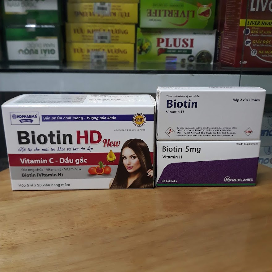 Viên uống Biotin - vitamin H chống rụng tóc,giúp tóc và móng chắc khoẻ,da trắng mịn