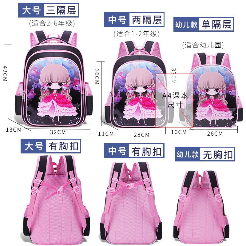 Ba Lô Công Chúa Chống Thấm Nước Dễ Thương Xinh Xắn Dành Cho Bé Lớp 1-3 - 6