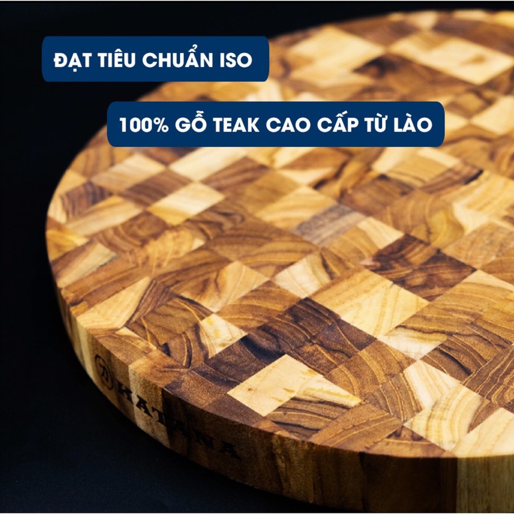 Thớt gỗ Teak cao cấp Katana thái băm chặt không làm hại dao, không mùn chống ẩm chống mọt tốt, thiết kế sang trọng
