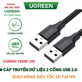 Cáp usb 2.0 hai đầu đực ugreen 10309 dài 1m - hàng chính hãng