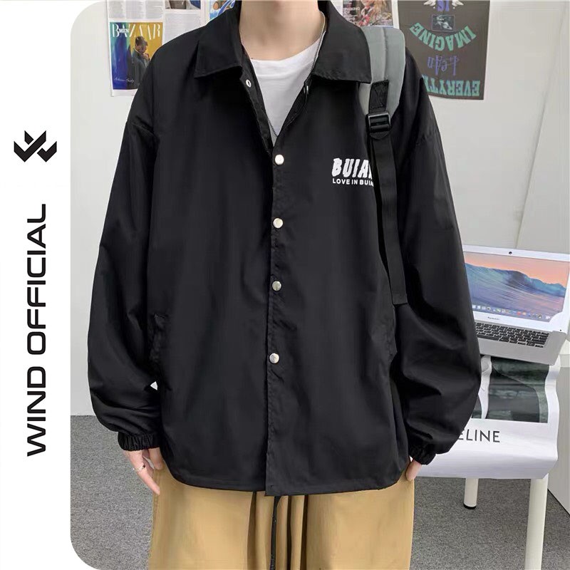 Áo khoác dù WIND cardigan unisex form rộng Mặt Cười nam nữ oversize ulzzang