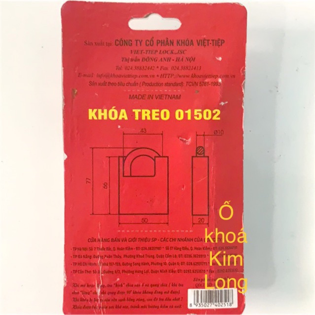 Ổ khoá Việt Tiệp 5 phân chống cắt 01502 chính hãng