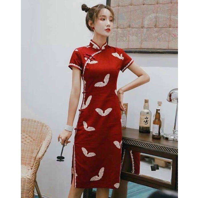 Váy đầm nữ, sườn xám cách tân in hoạ tiết cực xinh