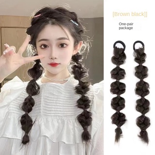 Tóc giả thắt bím đuôi ngựa màu đỏ dễ thương