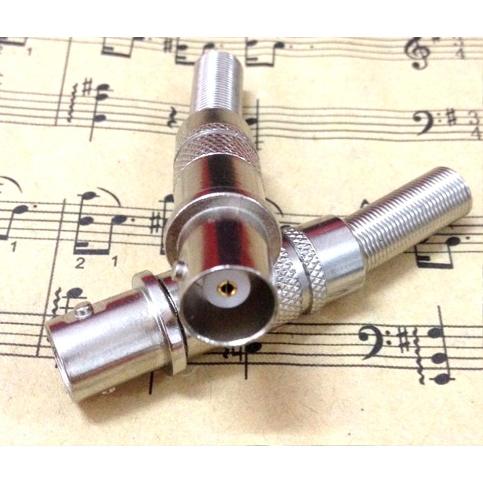 Đầu BNC cái kiểu đuôi lò xo hàn dây đồng trục RG58 RG59