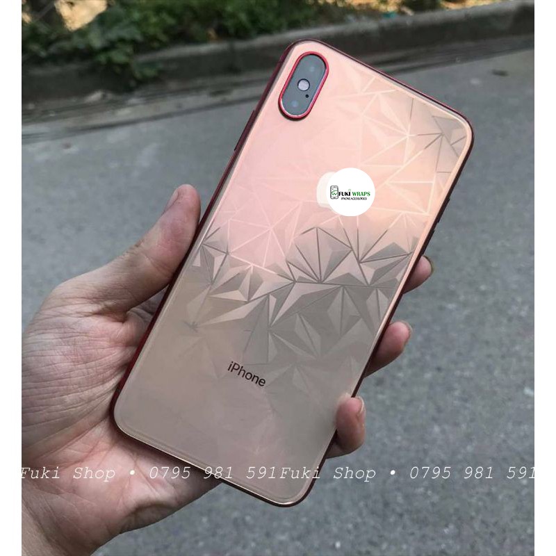Tấm Dán mặt sau 3D Vân Kim cương 6 7 8 6plus 7plus 8plus X XS XR XSMAX 11 PRO MAX FukiShop