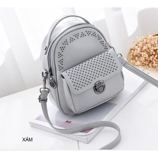 Balo mini nữ nạm đinh thời trang đeo 2 kiê·, Túi Xách Mini