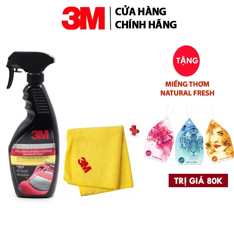 Combo Chai Xịt Tăng Độ Bóng Sơn 3M 39034 LT 400ml Và Khăn Lau Xe Chuyên Dụng 3M 32 x 36 cm - Tặng Miếng Thơm